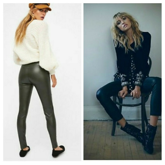 Vegan Leather Leggings Moss 